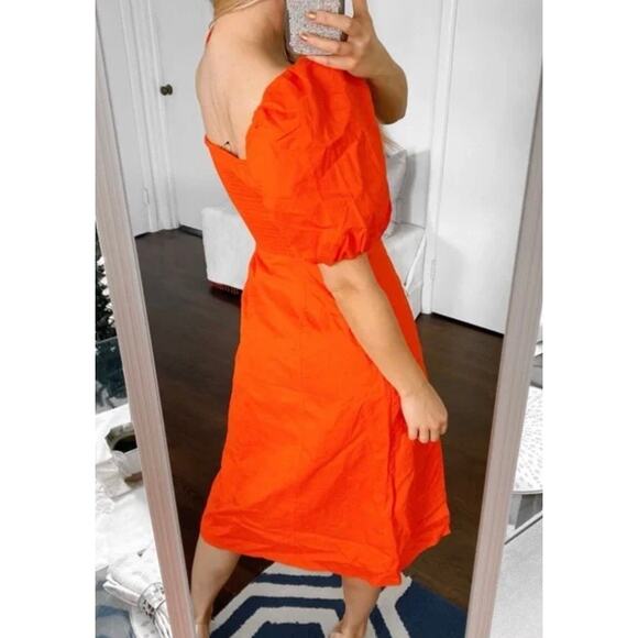 Banana Republic Plus‎ Linen-Blend Midi Dress in Orange Pockets Size 14 - Picture 3 of 13